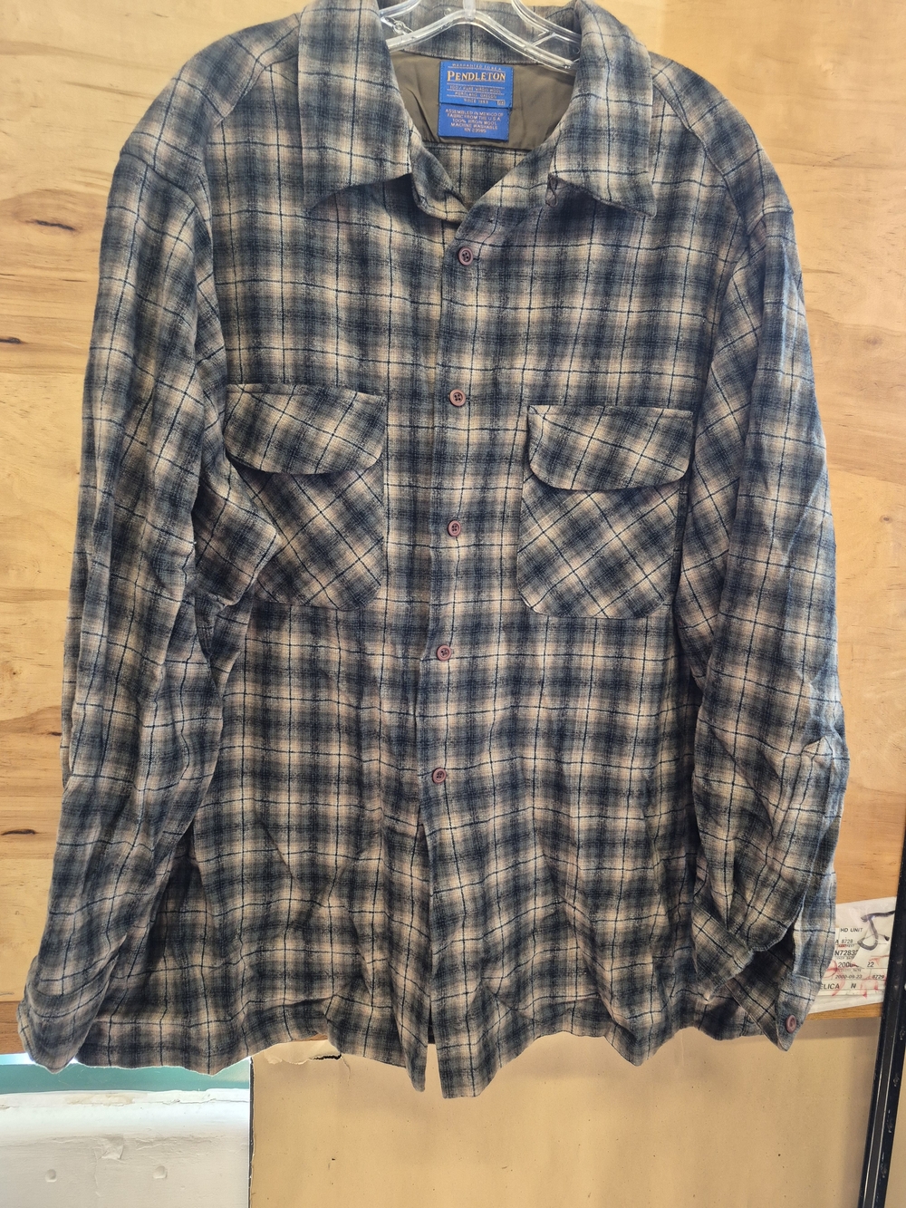 Pendleton Men's Gray and Blue Plaid Button-Front Shirt 2X